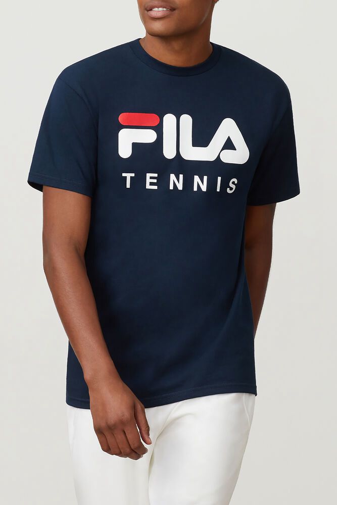 Fila T-Shirt Mens Navy Tennis - Ireland 80729-KEHV